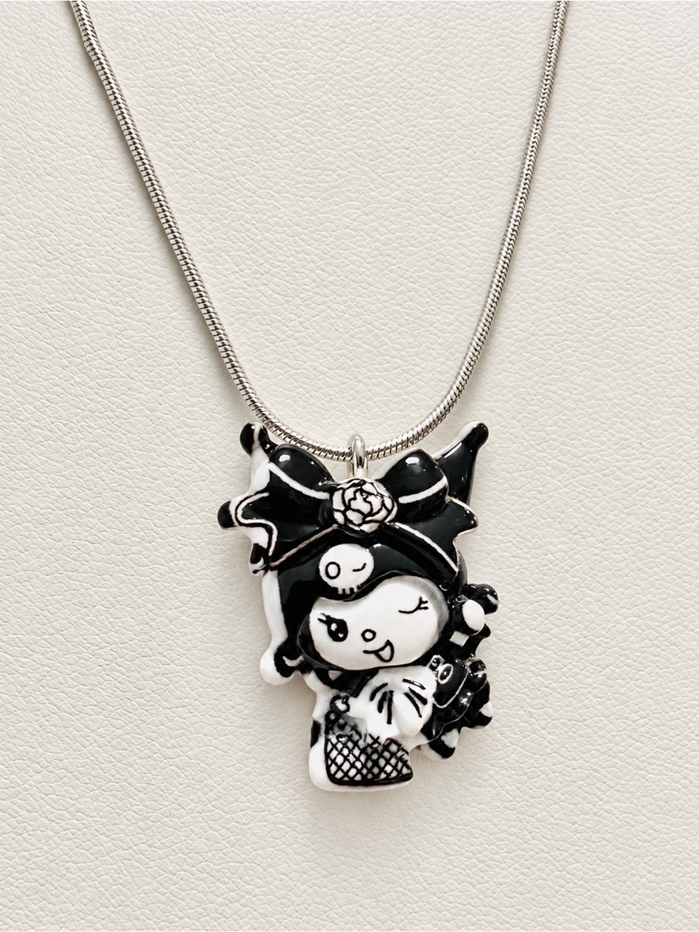 Sanrio Kuromi Charm On Stainless Steel Necklace